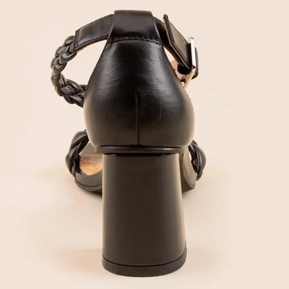 NEW DV Dolce Vita Hassa Heeled Sandal Black Braided Straps‎ - Picture 4 of 14